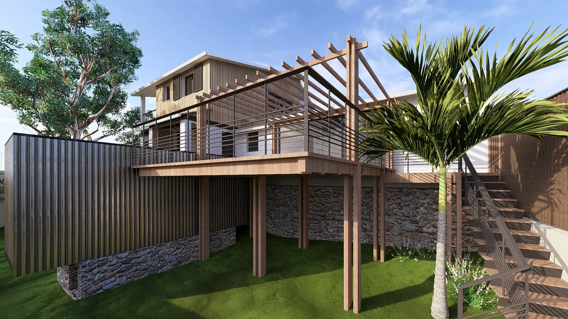 Architecture tropicale rénovation extension surélévation Design construction La Réunion bois tropicale amelie nogues Architecte